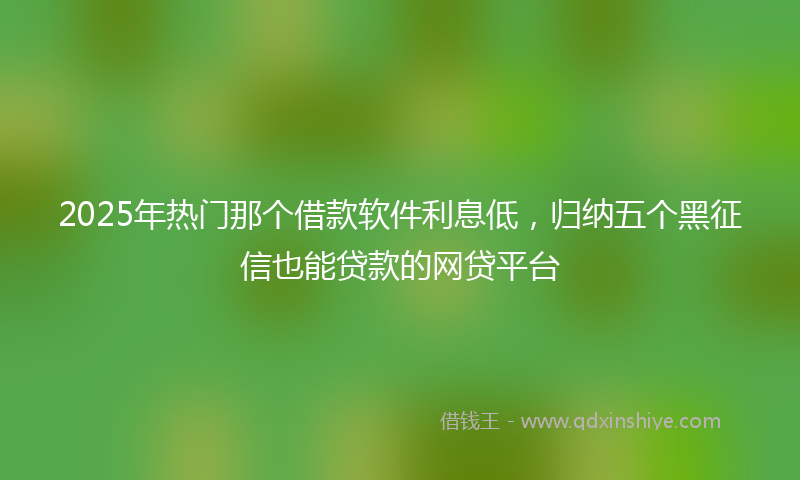 2025年热门那个借款软件利息低，归纳五个黑征信也能贷款的网贷平台