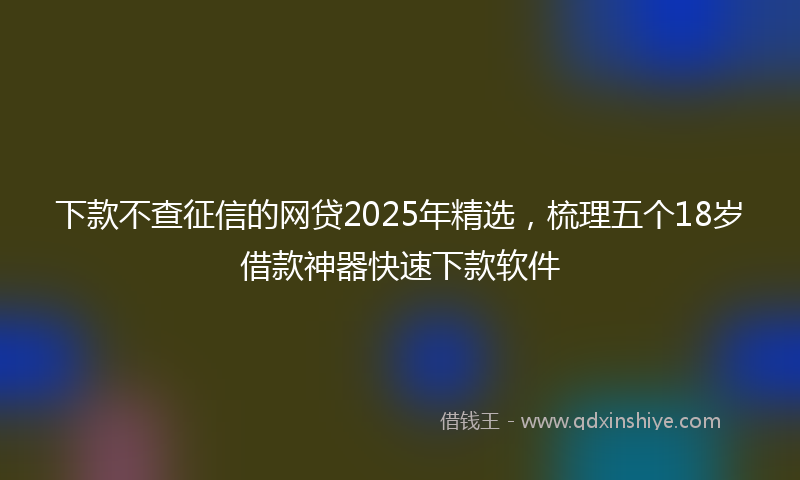 下款不查征信的网贷2025年精选，梳理五个18岁借款神器快速下款软件
