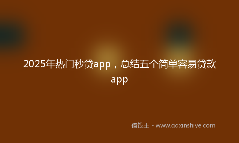 2025年热门秒贷app，总结五个简单容易贷款app