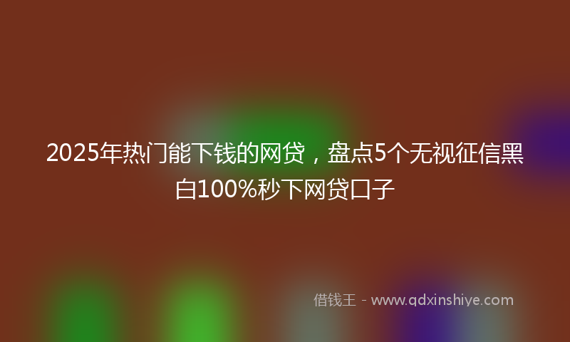 2025年热门能下钱的网贷，盘点5个无视征信黑白100%秒下网贷口子