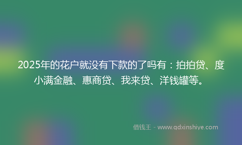 2025年的花户就没有下款的了吗有:拍拍贷、度小满金融、惠商贷、我来贷、洋钱罐等。