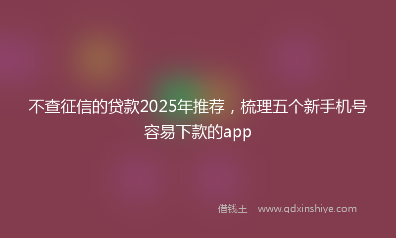 不查征信的贷款2025年推荐，梳理五个新手机号容易下款的app