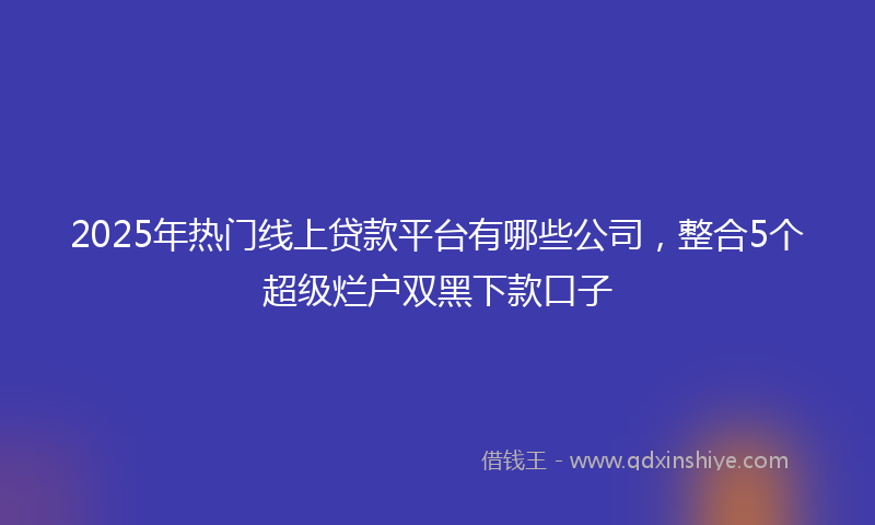 2025年热门线上贷款平台有哪些公司，整合5个超级烂户双黑下款口子