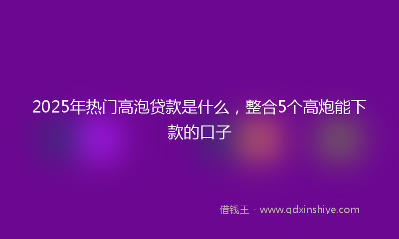 2025年热门高泡贷款是什么,整合5个高炮能下款的口子