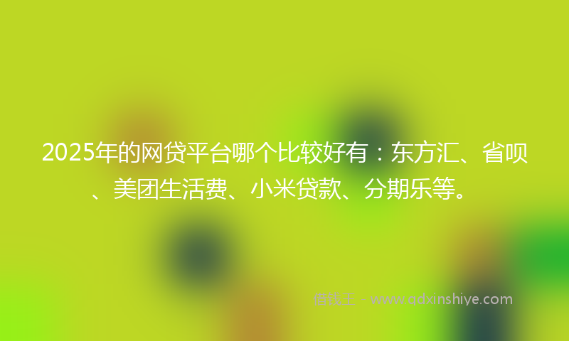 2025年的网贷平台哪个比较好有：东方汇、省呗、美团生活费、小米贷款、分期乐等。