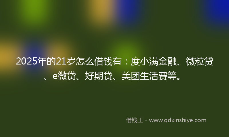 2025年的21岁怎么借钱有：度小满金融、微粒贷、e微贷、好期贷、美团生活费等。