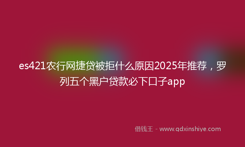 es421农行网捷贷被拒什么原因2025年推荐，罗列五个黑户贷款必下口子app