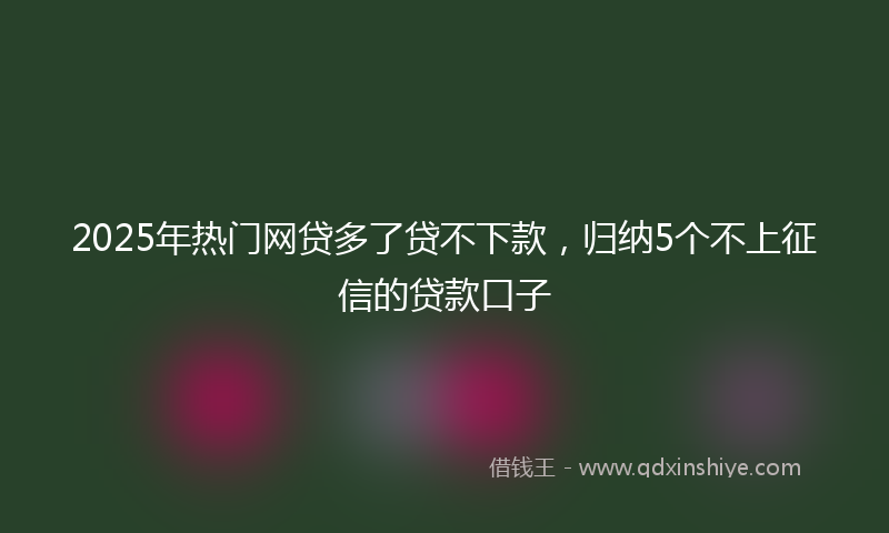 2025年热门网贷多了贷不下款，归纳5个不上征信的贷款口子