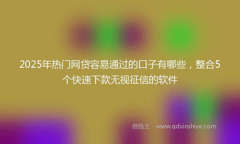 2025年热门网贷容易通过的口子有哪些，整合5个快速下款无视征信的软件