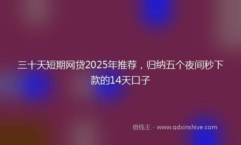 三十天短期网贷2025年推荐，归纳五个夜间秒下款的14天口子