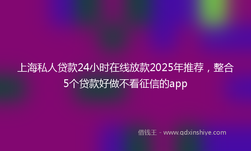 上海私人贷款24小时在线放款2025年推荐，整合5个贷款好做不看征信的app