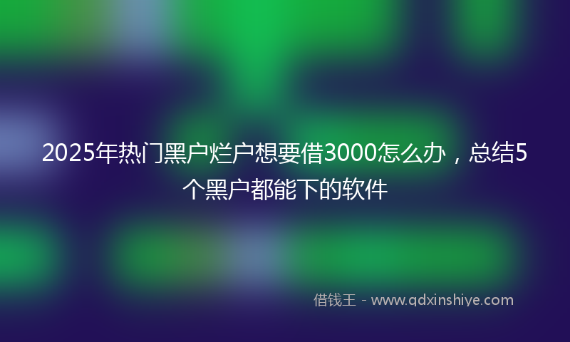 2025年热门黑户烂户想要借3000怎么办，总结5个黑户都能下的软件
