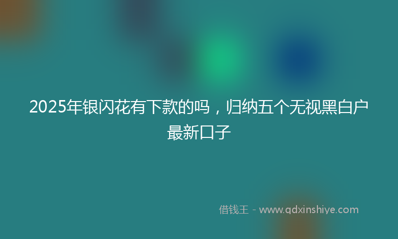 2025年银闪花有下款的吗，归纳五个无视黑白户最新口子