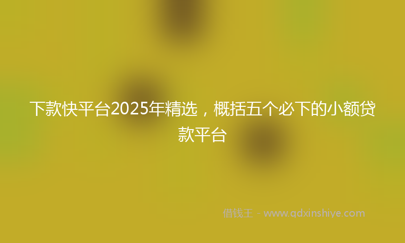 下款快平台2025年精选，概括五个必下的小额贷款平台