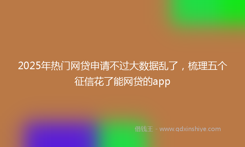 2025年热门网贷申请不过大数据乱了，梳理五个征信花了能网贷的app