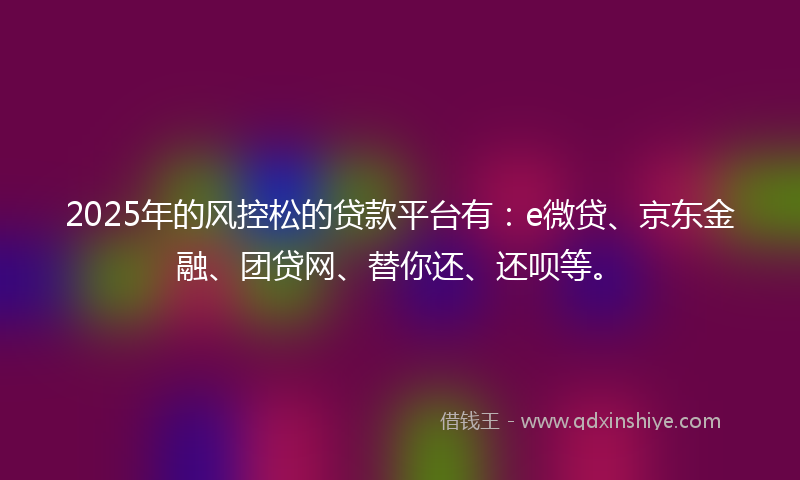 2025年的风控松的贷款平台有：e微贷、京东金融、团贷网、替你还、还呗等。