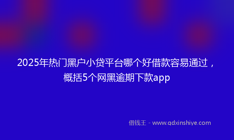 2025年热门黑户小贷平台哪个好借款容易通过，概括5个网黑逾期下款app