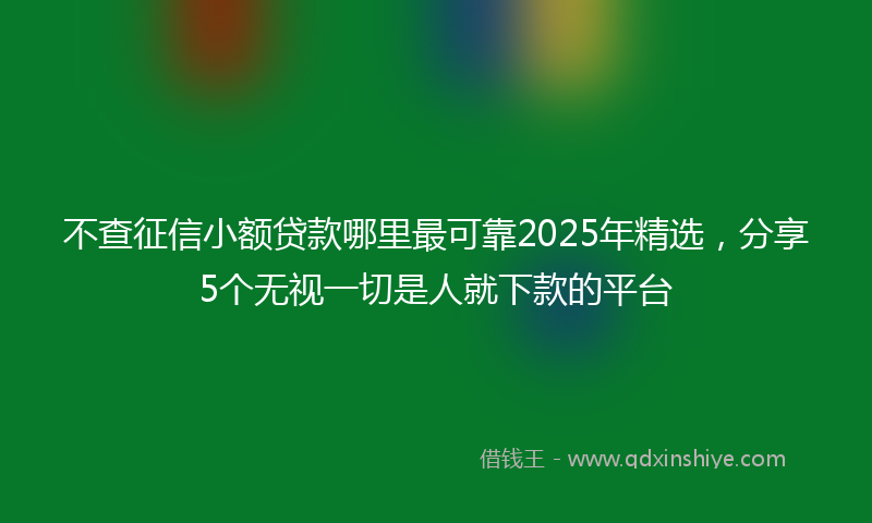 不查征信小额贷款哪里最可靠2025年精选，分享5个无视一切是人就下款的平台