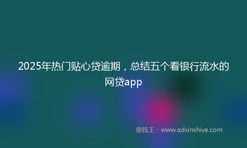 2025年热门贴心贷逾期，总结五个看银行流水的网贷app