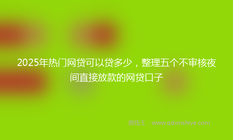 2025年热门网贷可以贷多少，整理五个不审核夜间直接放款的网贷口子