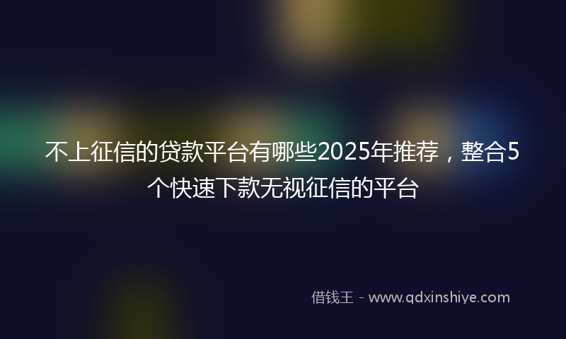 不上征信的贷款平台有哪些2025年推荐，整合5个快速下款无视征信的平台