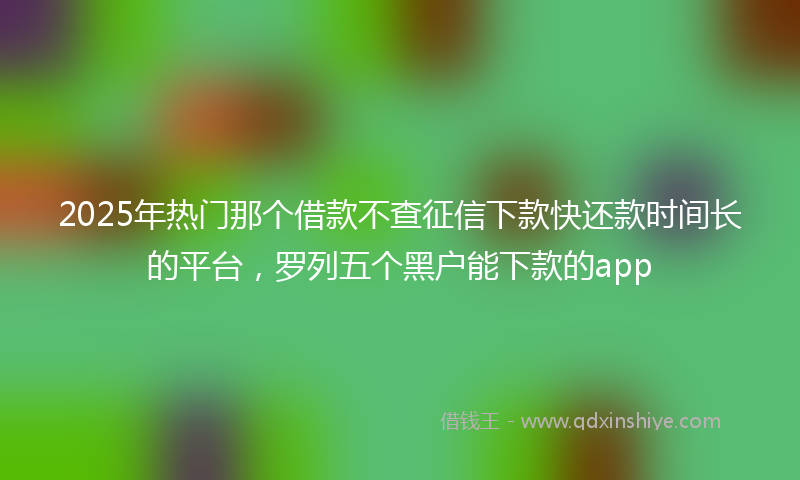 2025年热门那个借款不查征信下款快还款时间长的平台，罗列五个黑户能下款的app