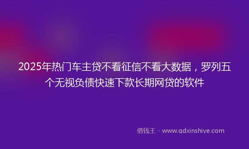 2025年热门车主贷不看征信不看大数据，罗列五个无视负债快速下款长期网贷的软件