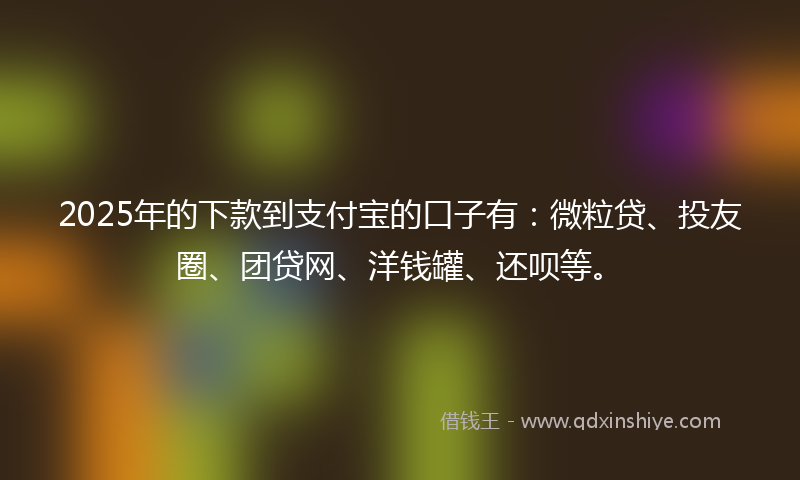 2025年的下款到支付宝的口子有：微粒贷、投友圈、团贷网、洋钱罐、还呗等。