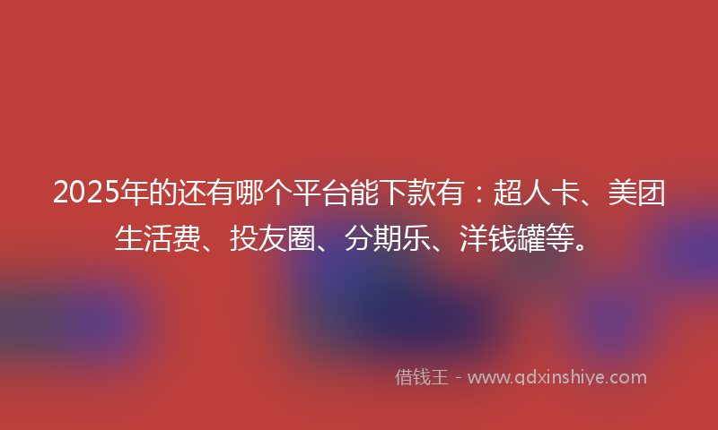 2025年的还有哪个平台能下款有：超人卡、美团生活费、投友圈、分期乐、洋钱罐等。