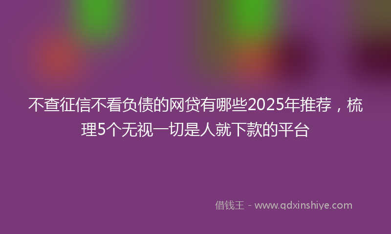 不查征信不看负债的网贷有哪些2025年推荐，梳理5个无视一切是人就下款的平台