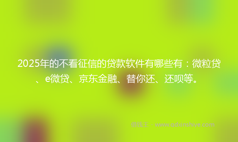 2025年的不看征信的贷款软件有哪些有：微粒贷、e微贷、京东金融、替你还、还呗等。