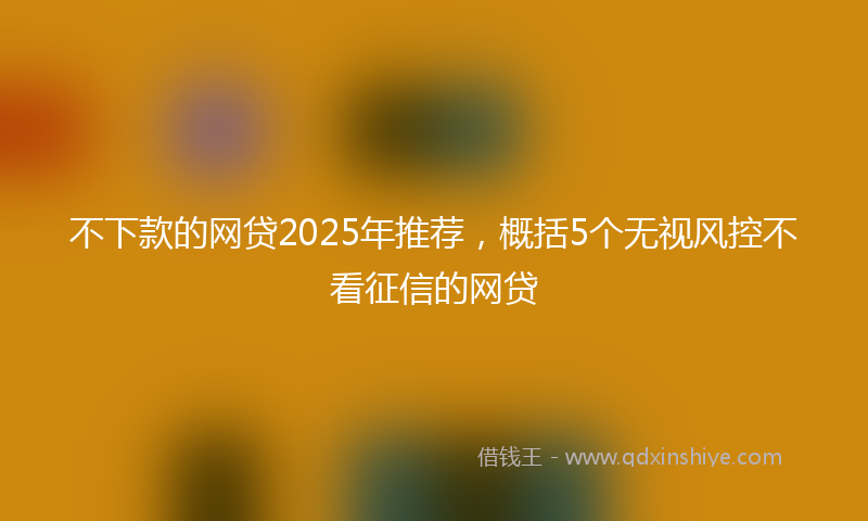 不下款的网贷2025年推荐，概括5个无视风控不看征信的网贷