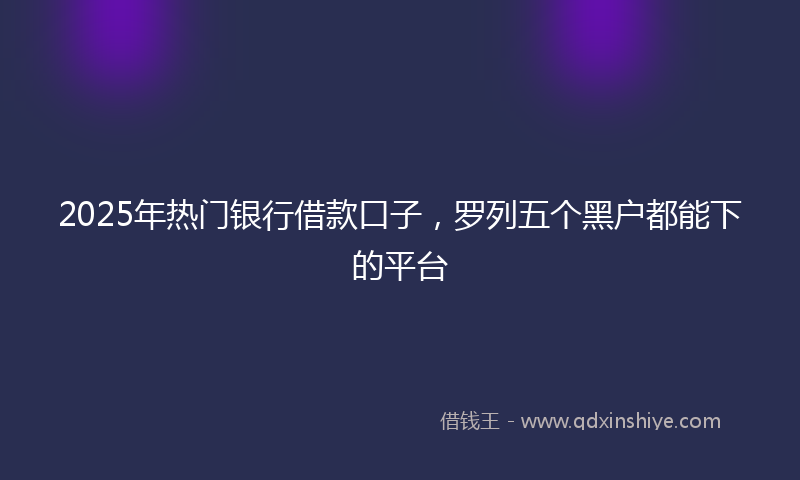 2025年热门银行借款口子，罗列五个黑户都能下的平台