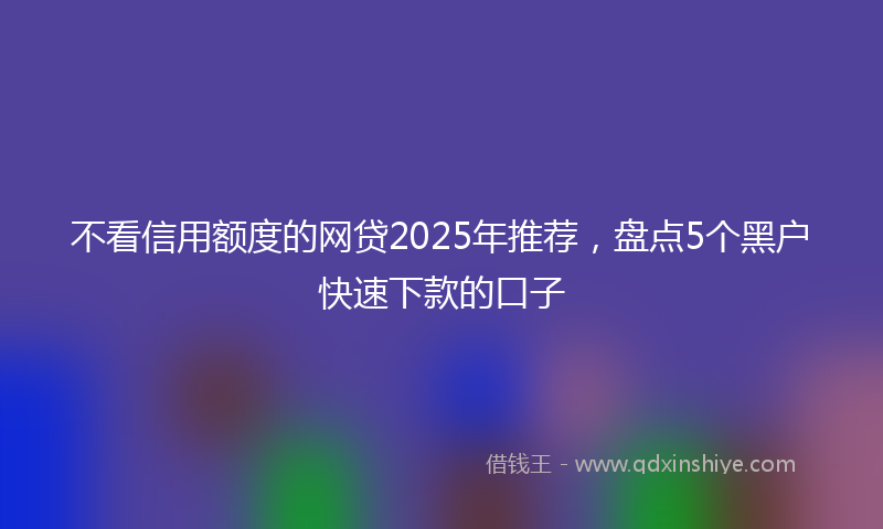 不看信用额度的网贷2025年推荐，盘点5个黑户快速下款的口子