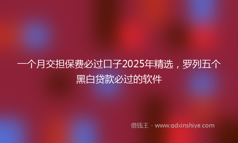 一个月交担保费必过口子2025年精选，罗列五个黑白贷款必过的软件