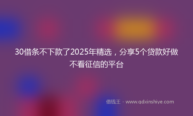 30借条不下款了2025年精选，分享5个贷款好做不看征信的平台