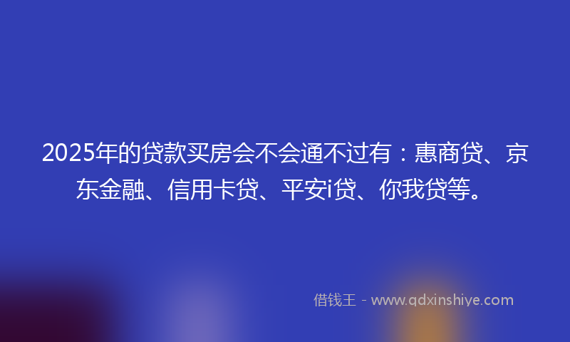 2025年的贷款买房会不会通不过有：惠商贷、京东金融、信用卡贷、平安i贷、你我贷等。