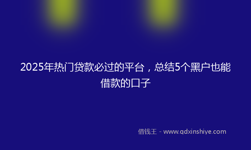 2025年热门贷款必过的平台，总结5个黑户也能借款的口子