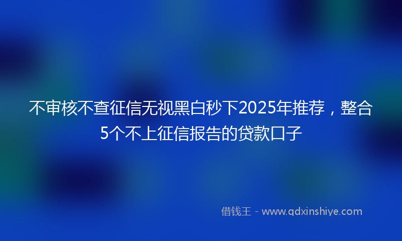 不审核不查征信无视黑白秒下2025年推荐，整合5个不上征信报告的贷款口子