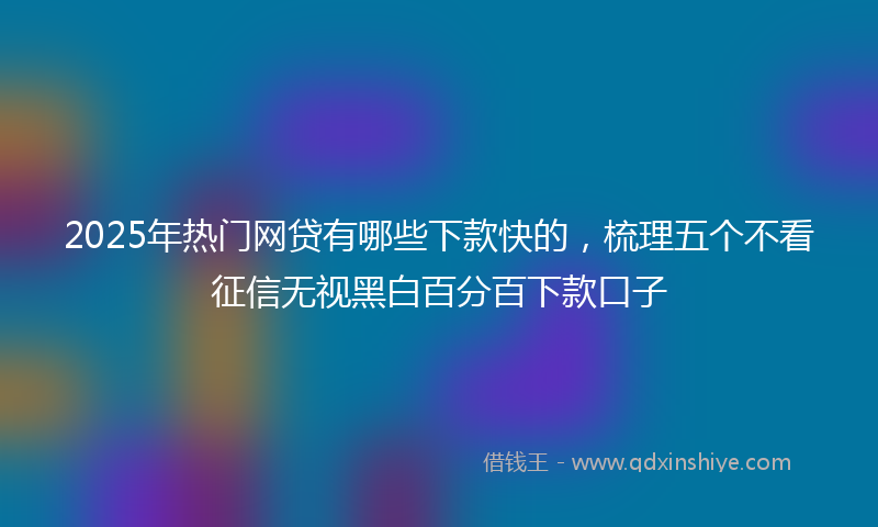 2025年热门网贷有哪些下款快的,梳理五个不看征信无视黑白百分百下款口子