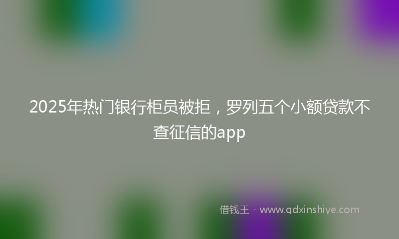 2025年热门银行柜员被拒,罗列五个小额贷款不查征信的app