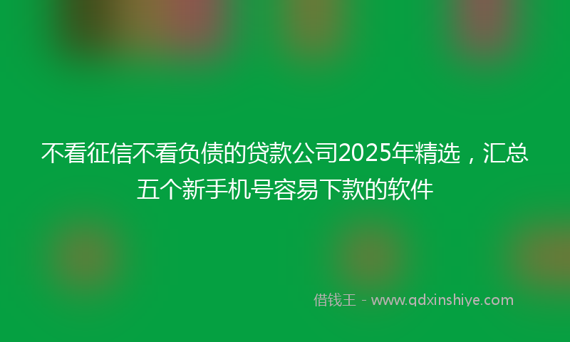 不看征信不看负债的贷款公司2025年精选，汇总五个新手机号容易下款的软件
