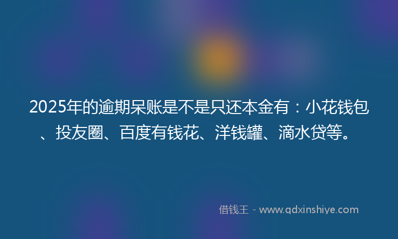 2025年的逾期呆账是不是只还本金有：小花钱包、投友圈、百度有钱花、洋钱罐、滴水贷等。