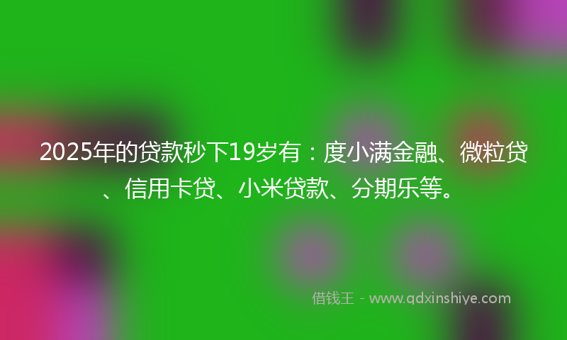2025年的贷款秒下19岁有：度小满金融、微粒贷、信用卡贷、小米贷款、分期乐等。