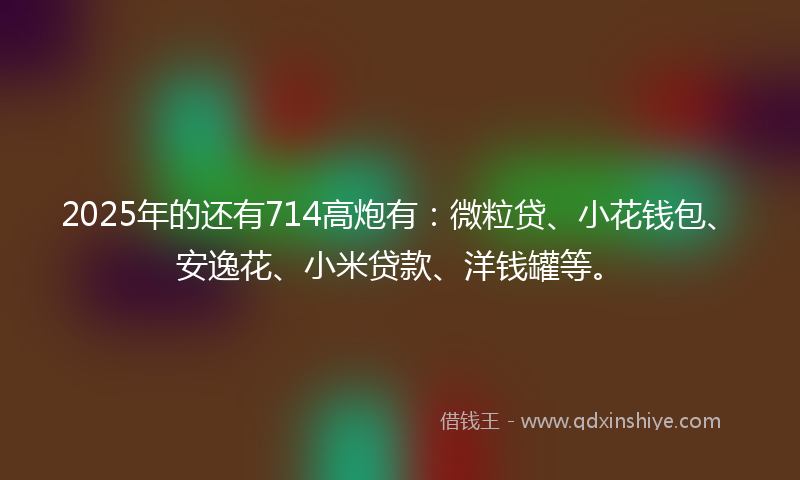 2025年的还有714高炮有:微粒贷、小花钱包、安逸花、小米贷款、洋钱罐等。