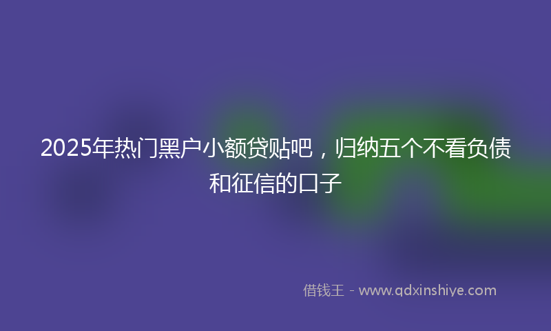 2025年热门黑户小额贷贴吧，归纳五个不看负债和征信的口子