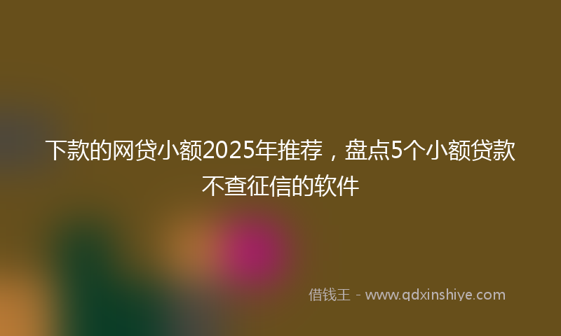 下款的网贷小额2025年推荐，盘点5个小额贷款不查征信的软件
