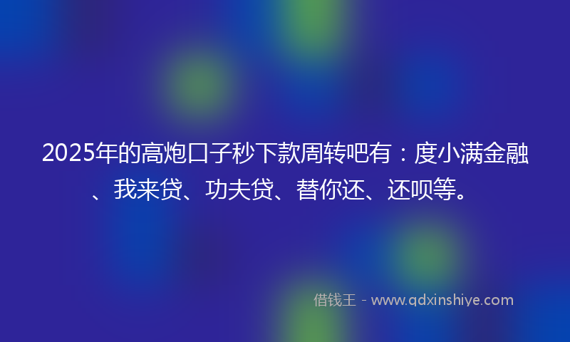 2025年的高炮口子秒下款周转吧有：度小满金融、我来贷、功夫贷、替你还、还呗等。