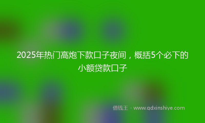 2025年热门高炮下款口子夜间，概括5个必下的小额贷款口子