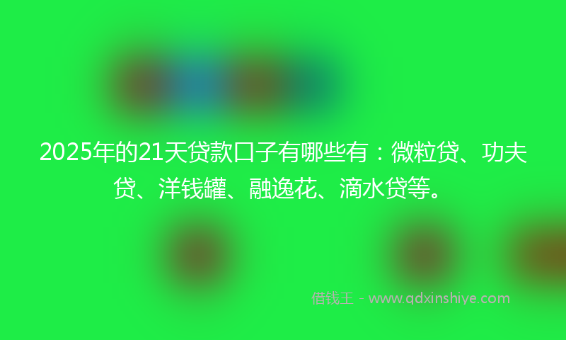 2025年的21天贷款口子有哪些有：微粒贷、功夫贷、洋钱罐、融逸花、滴水贷等。
